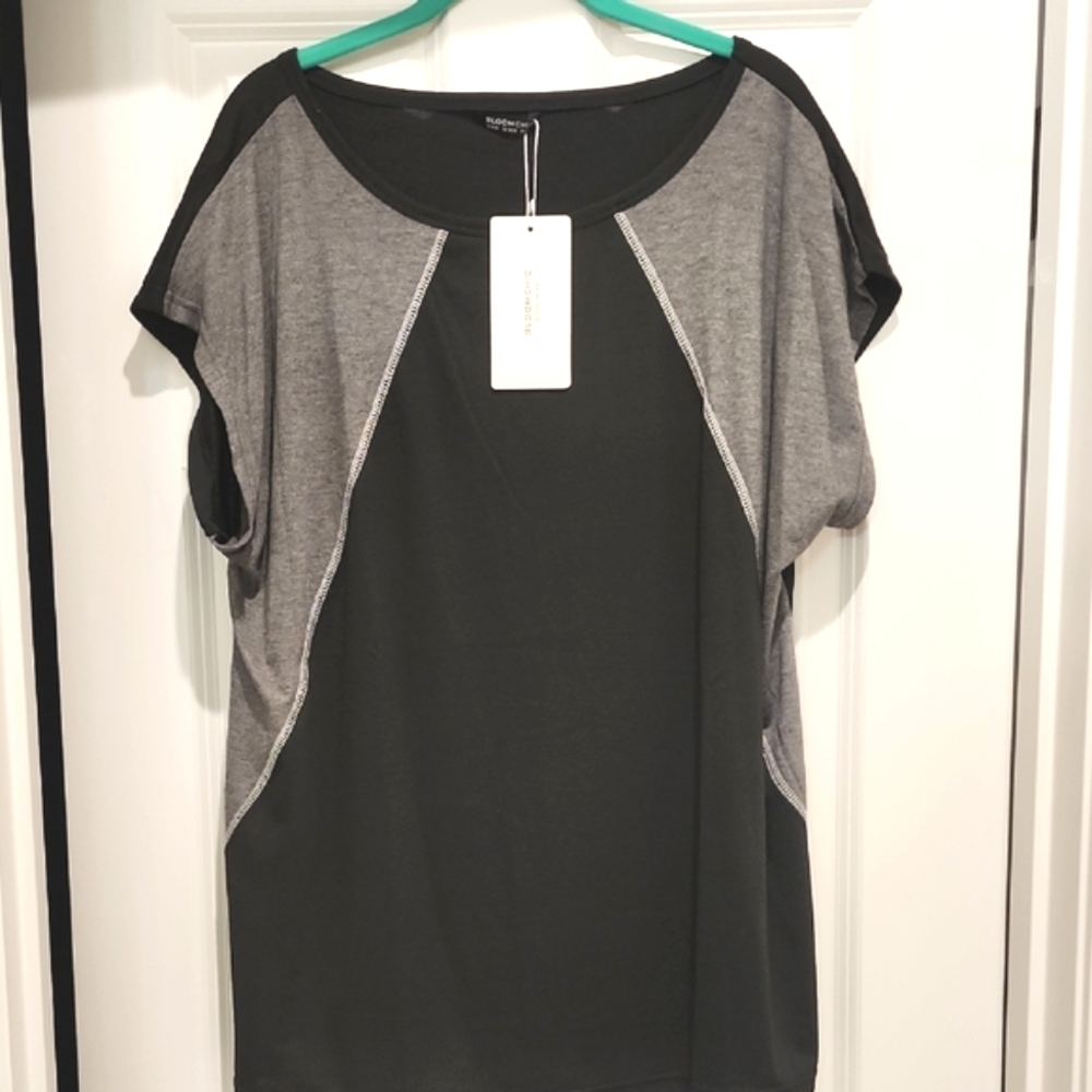 NEW Bloomchic Black and Gray Dolman Sleeve Top 1x